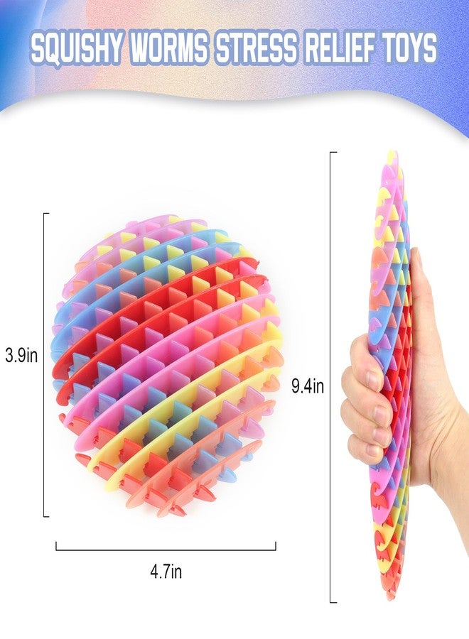oyeftp Fidget Toy, Big Fidget Toys Adults and Teens, Funny Stretchy Sensory Stress Toy, Fidget Sensory Squeeze Toys, Relieves Stress and Anxiety Finger Toys for Teens with Autism ADHD-Rainbow - Image 2